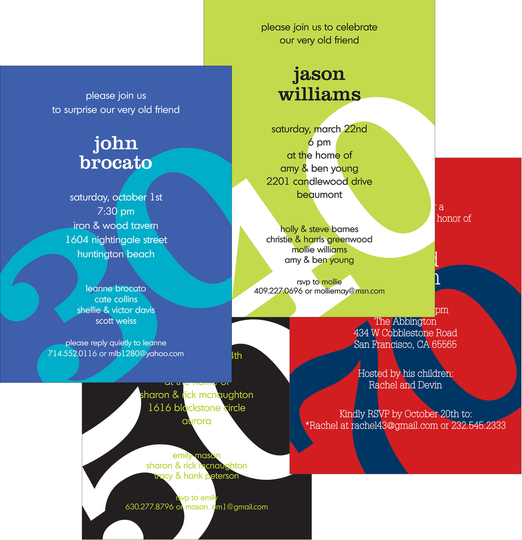 Big Number Birthday Invitations in Your Color Choice